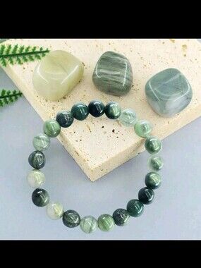1pc Natural Stone Crystal Bead Bracelet On Elastic Cord, Helps Release Negative